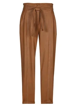 Caroline Biss Baggy Leren Broek Bruin Discount
