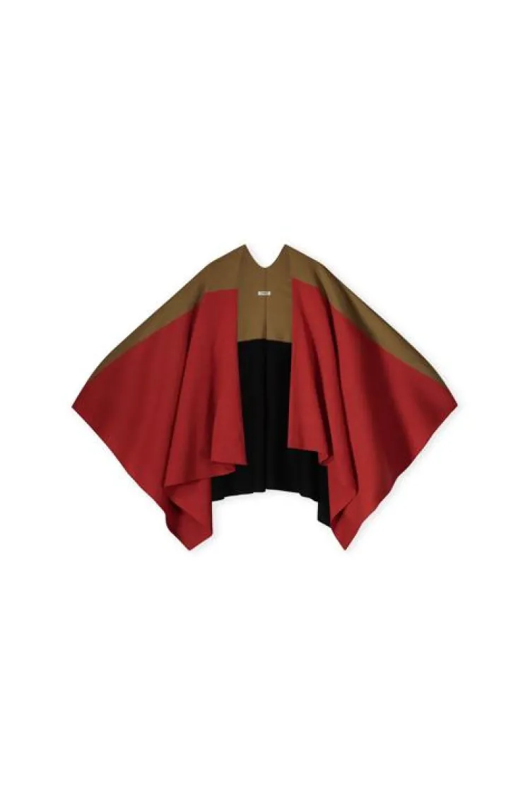 KYRA Accessoire Colorblock poncho-w24 Rood Online