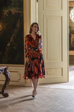 Label DOT Jurk 2423005 Lina Oranje Outlet