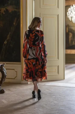Label DOT Jurk 2423005 Lina Oranje Outlet