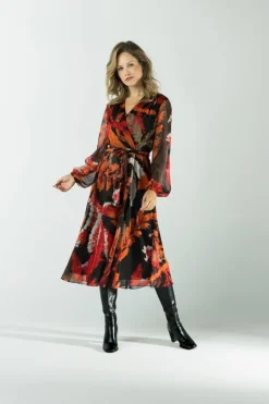 Label DOT Jurk 2423005 Lina Oranje Outlet