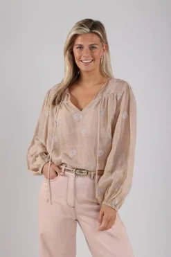 NUKUS Blouse NKS02036 Zand