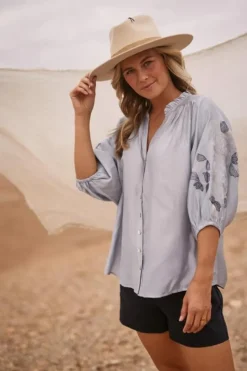 NUKUS Blouse NKS02097 Blauw Clearance