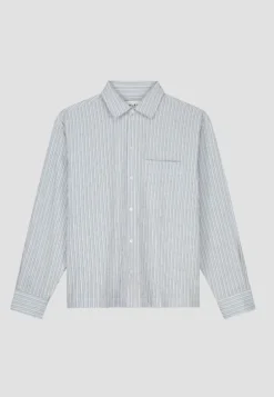 Olaf Seersucker Boxy Shirt Blauw M150301 Outlet
