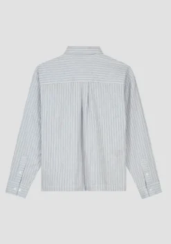 Olaf Seersucker Boxy Shirt Blauw M150301 Outlet
