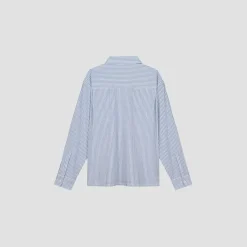 Olaf Seersucker Boxy Shirt M180310 Blauw Dessin Outlet