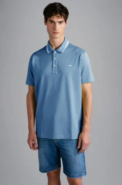 Paul And Shark Paul & Shark Knitted Piqué Polo Blauw 24411262 Outlet