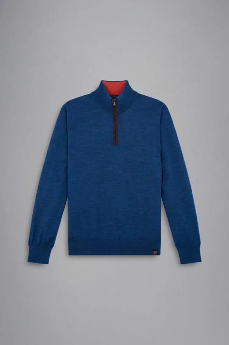 Paul And Shark Paul & Shark Zipped Pullover 12311115 Blauw New