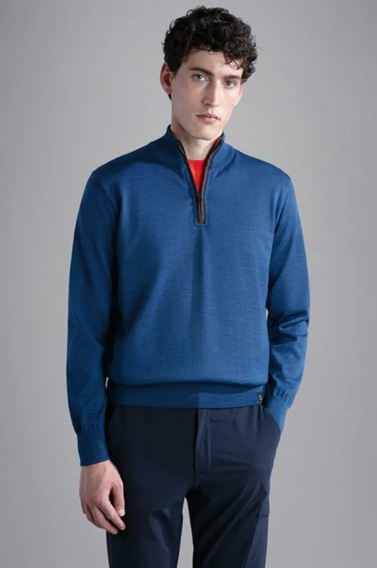 Paul And Shark Paul & Shark Zipped Pullover 12311115 Blauw New